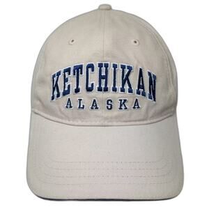 Sherry Ketchikan Alaska Beige Baseball Cap One Size Blue Embroidered Cotton Hat